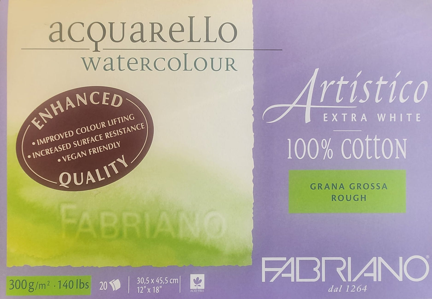 Fabriano Extra White Rough -akvarellilehtiö 30,5x45,5cm 300g