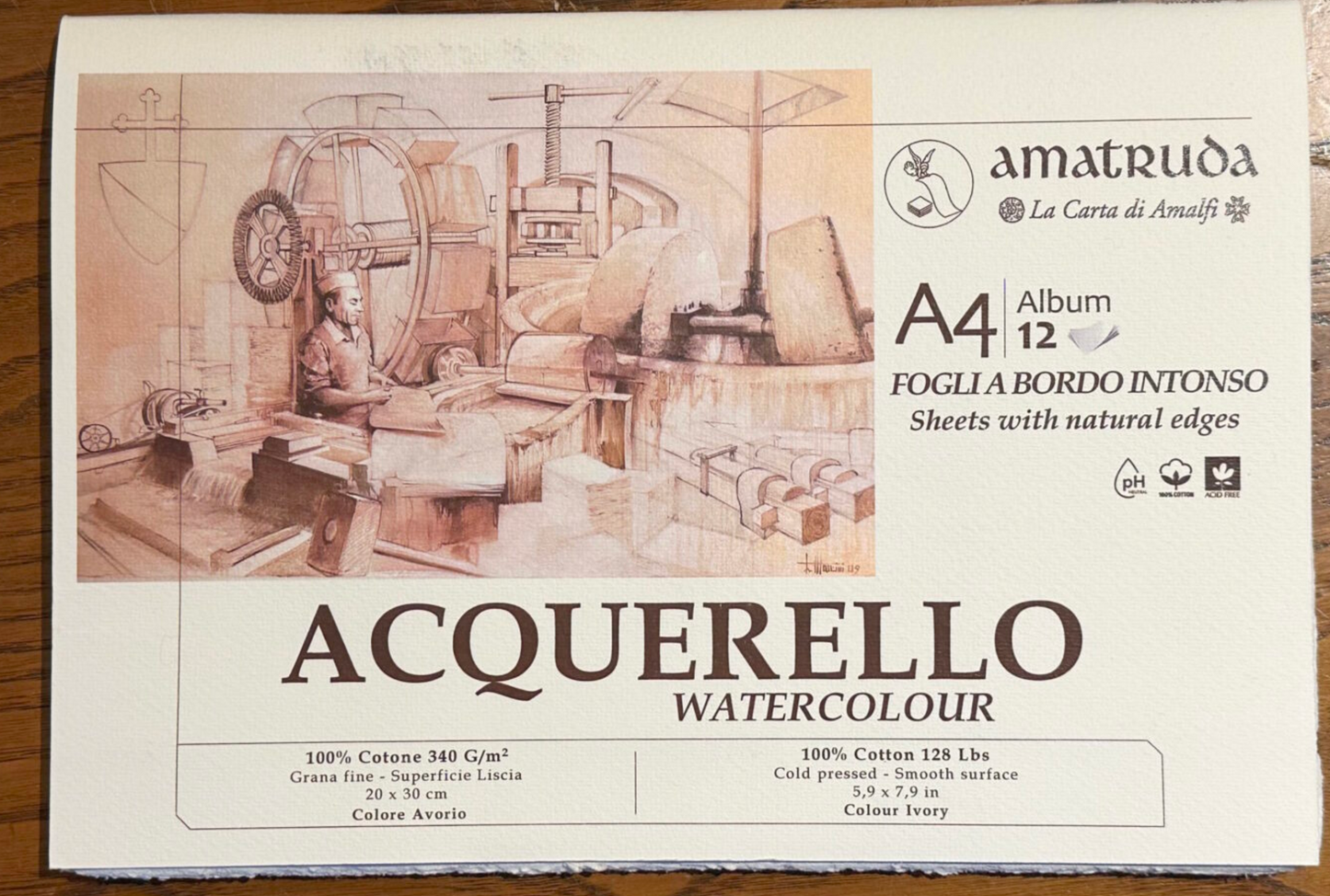 Amatruda-irtoarkkilehtiö Cold Pressed Smooth 30x40cm 340g