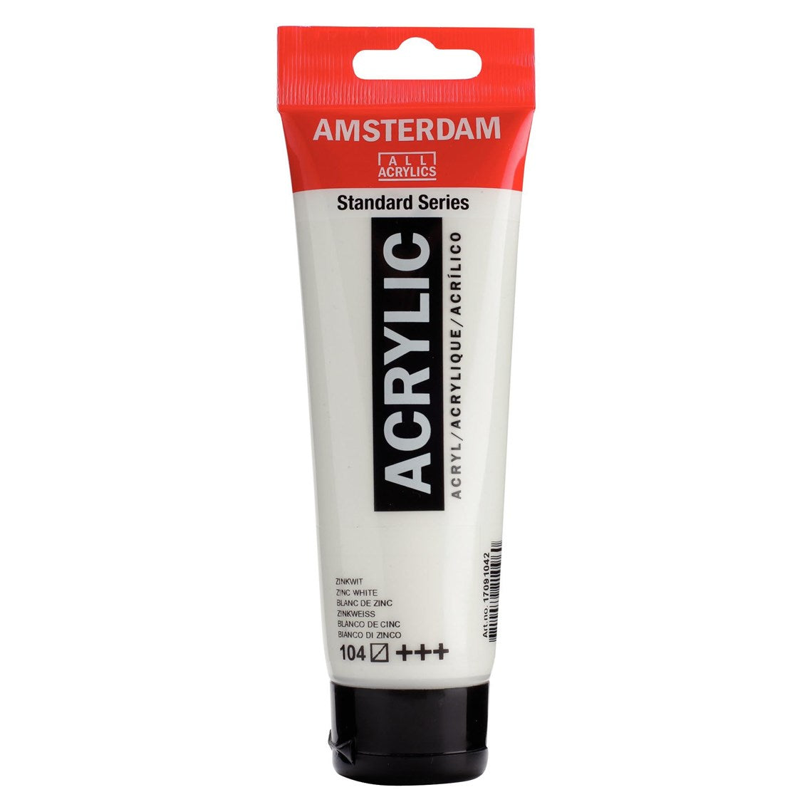104 Sinkkivalkoinen Amsterdam Akryylimaali 120 ml Royal Talens Akryylimaalit 120 ml tuubissa. Amsterdam akryylimaali on hintatietoisen harrastajan valinta. Maalin pohjana on kestävä 100 % akryylihartsi ja maali on saatavilla useissa värisävyissä. Amsterdam akryylimaali kuivuu nopeasti ja on myrkytöntä. Vesiliukoinen ennen kuivumista. Kuivuttuaan vedenkestävä.