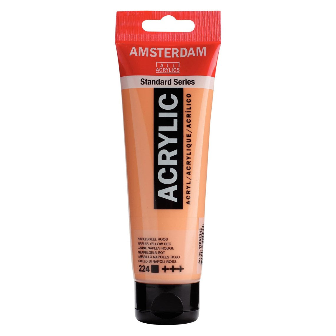 224 Napolinkeltainen punainen Amsterdam Akryylimaali 120 ml Royal Talens Akryylimaalit 120 ml tuubissa. Amsterdam akryylimaali on hintatietoisen harrastajan valinta. Maalin pohjana on kestävä 100 % akryylihartsi ja maali on saatavilla useissa värisävyissä. Amsterdam akryylimaali kuivuu nopeasti ja on myrkytöntä. Vesiliukoinen ennen kuivumista. Kuivuttuaan vedenkestävä.