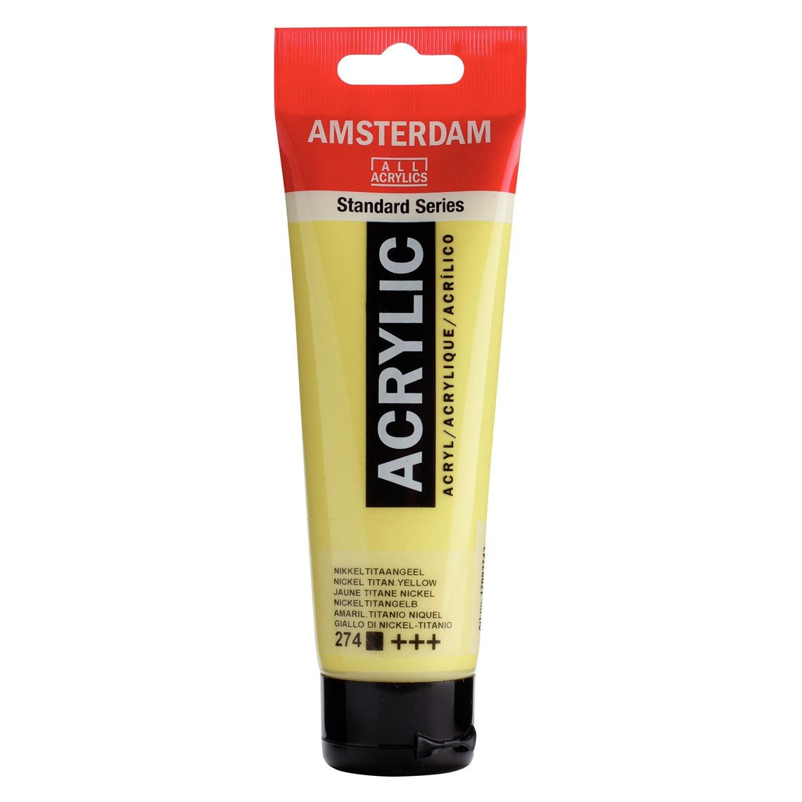 274 Nikkeli-titaanikeltainen Amsterdam Akryylimaali 120 ml Royal Talens Akryylimaalit 120 ml tuubissa. Amsterdam akryylimaali on hintatietoisen harrastajan valinta. Maalin pohjana on kestävä 100 % akryylihartsi ja maali on saatavilla useissa värisävyissä. Amsterdam akryylimaali kuivuu nopeasti ja on myrkytöntä. Vesiliukoinen ennen kuivumista. Kuivuttuaan vedenkestävä.
