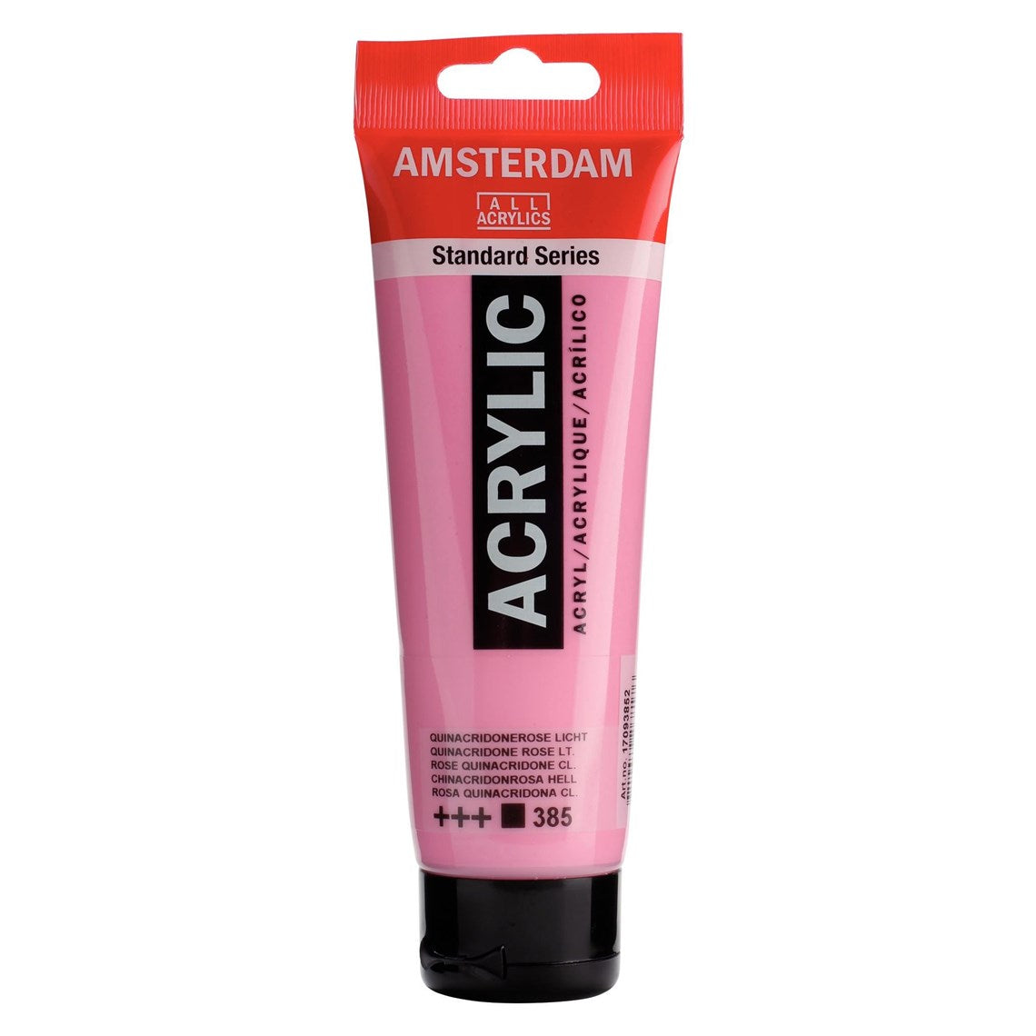 385 Chinacridonroosa vaalea Amsterdam Akryylimaali 120 ml Royal Talens Akryylimaalit 120 ml tuubissa. Amsterdam akryylimaali on hintatietoisen harrastajan valinta. Maalin pohjana on kestävä 100 % akryylihartsi ja maali on saatavilla useissa värisävyissä. Amsterdam akryylimaali kuivuu nopeasti ja on myrkytöntä. Vesiliukoinen ennen kuivumista. Kuivuttuaan vedenkestävä.