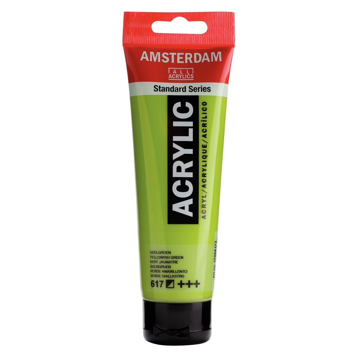 617 Keltavihreä Amsterdam Akryylimaali 120 ml Royal Talens Akryylimaalit 120 ml tuubissa. Amsterdam akryylimaali on hintatietoisen harrastajan valinta. Maalin pohjana on kestävä 100 % akryylihartsi ja maali on saatavilla useissa värisävyissä. Amsterdam akryylimaali kuivuu nopeasti ja on myrkytöntä. Vesiliukoinen ennen kuivumista. Kuivuttuaan vedenkestävä.