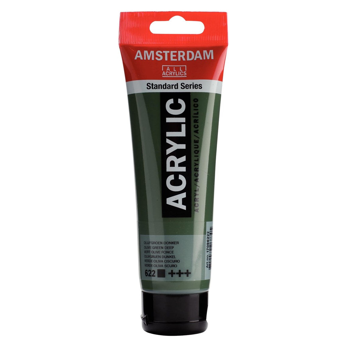 622 Oliivinvihreä tumma Amsterdam Akryylimaali 120 ml Royal Talens Akryylimaalit 120 ml tuubissa. Amsterdam akryylimaali on hintatietoisen harrastajan valinta. Maalin pohjana on kestävä 100 % akryylihartsi ja maali on saatavilla useissa värisävyissä. Amsterdam akryylimaali kuivuu nopeasti ja on myrkytöntä. Vesiliukoinen ennen kuivumista. Kuivuttuaan vedenkestävä.