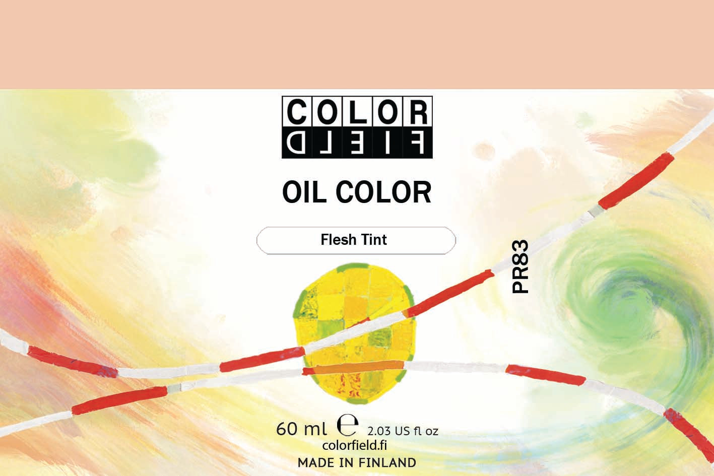 Colorfield taiteilijan öljyväri. Useat taidemaalarit suosivat öljyvärimaalauksessa Colorfield-öljyvärejämme, sillä niiden valmistuksessa ei käytetä mitään muuta kuin puhdasta pigmenttiä ja sideainetta. Teollisten öljyvärien valmistuksessa käytettävät täyteaineet sekä jatkeet puuttuvat näistä laatuväreistä kokonaan. Näillä öljyväreillä öljyvärimaalaukseen saa täysin erilaisen tuntuman. 0010 Flesh Tint Pigment PW4 / PY42 / PR83 Opaque 60 ml
