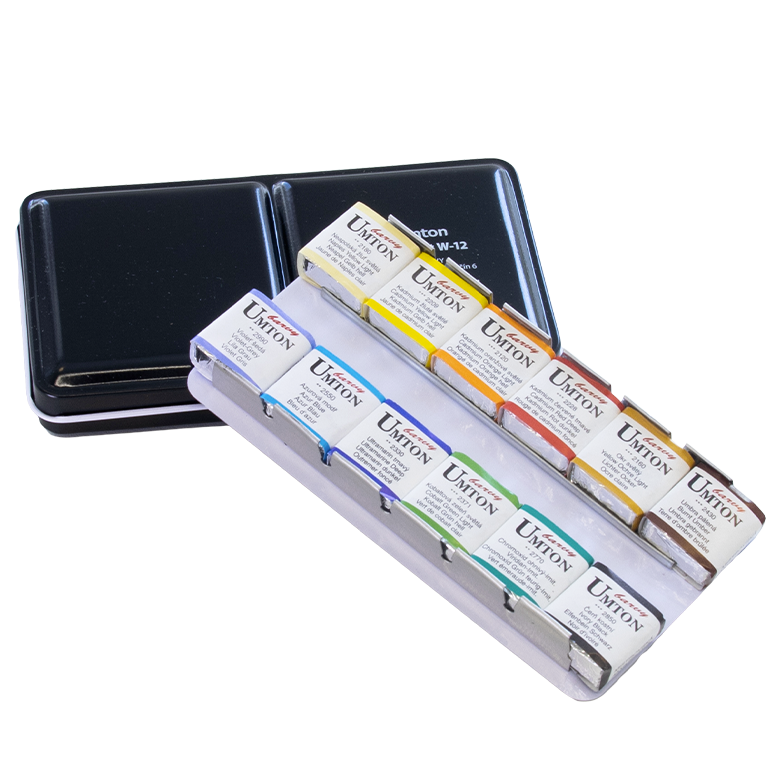 UMTON-akvarellisetti 12 x 2,6 ml metallirasiassa