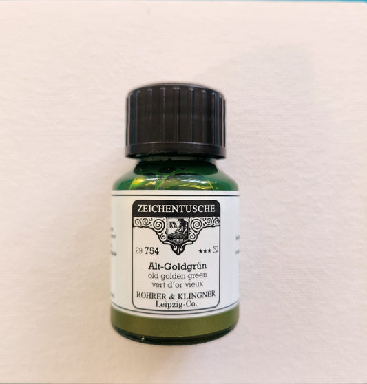 Rohrer & Klingner kalligrafia-/akryylimuste 754 Old Golden Green