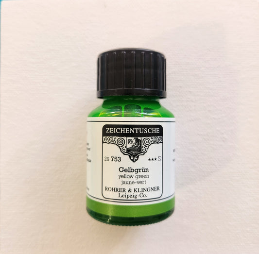 Rohrer & Klingner kalligrafia-/akryylimuste 753 Yellow Green