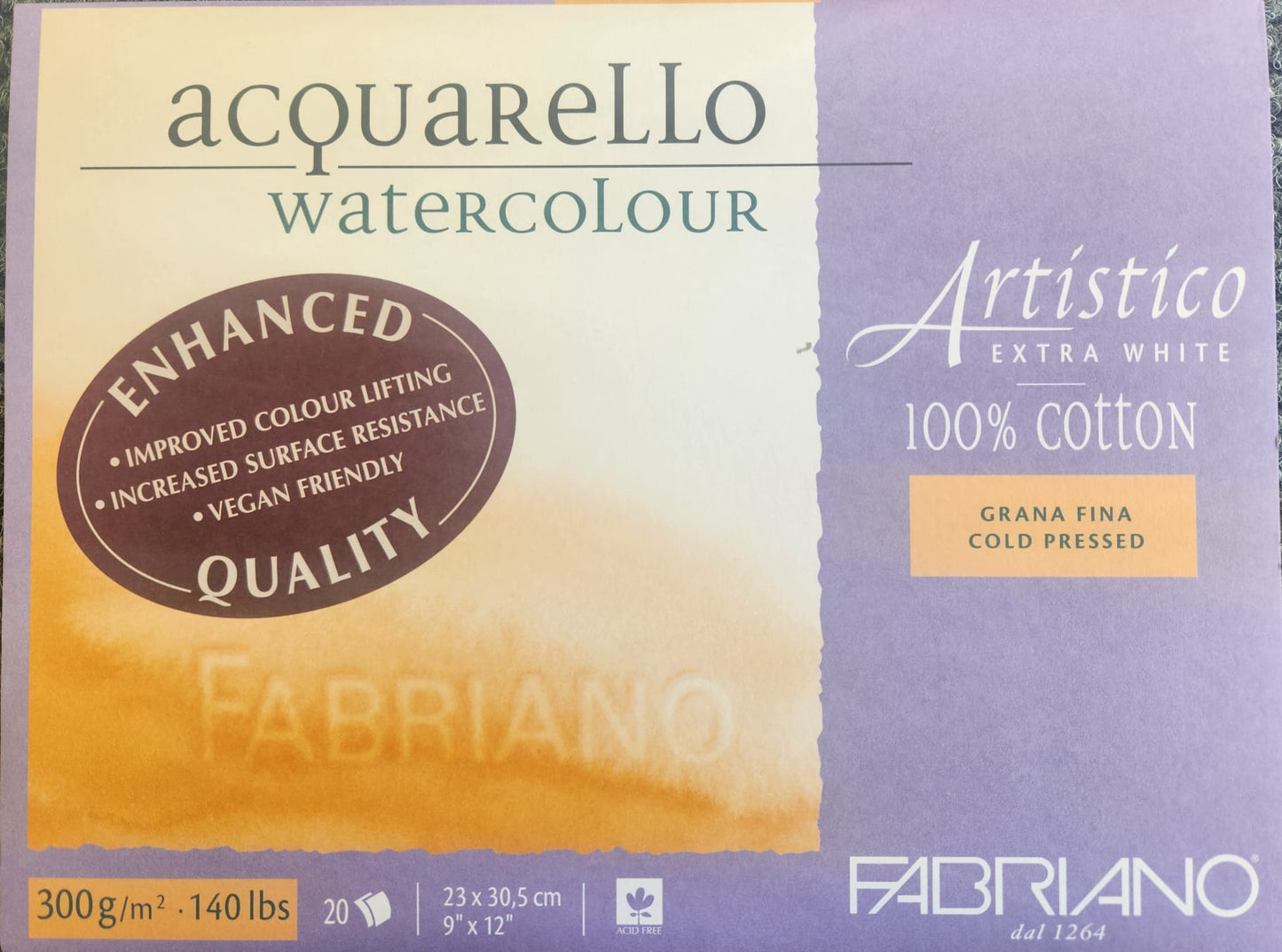 Fabriano Cold Press -akvarellilehtiö 23x30,5cm 300g