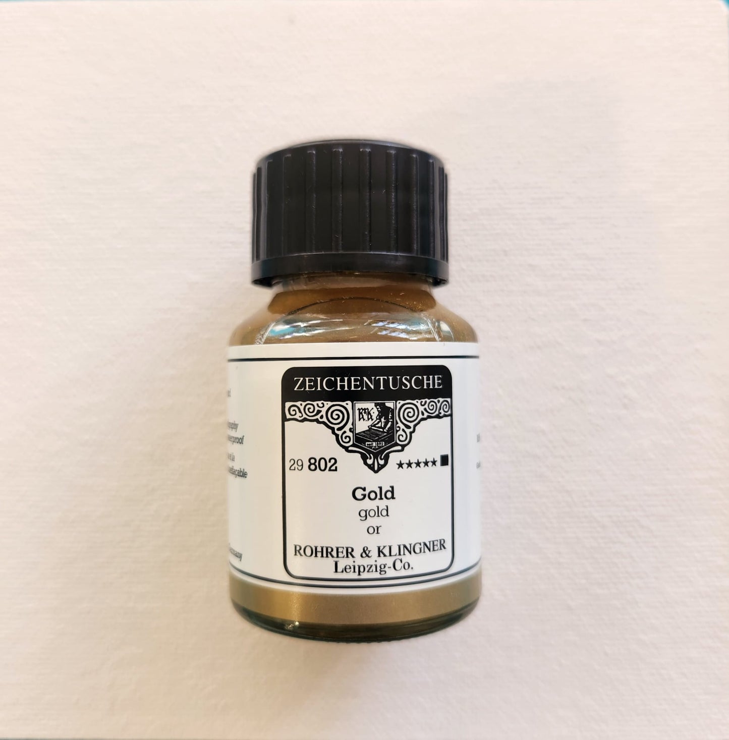 Rohrer & Klingner kalligrafia-/akryylimuste 802 Gold