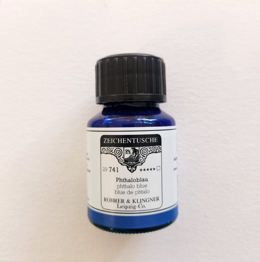 Rohrer & Klingner kalligrafia-/akryylimuste 741 Phthalo Blue