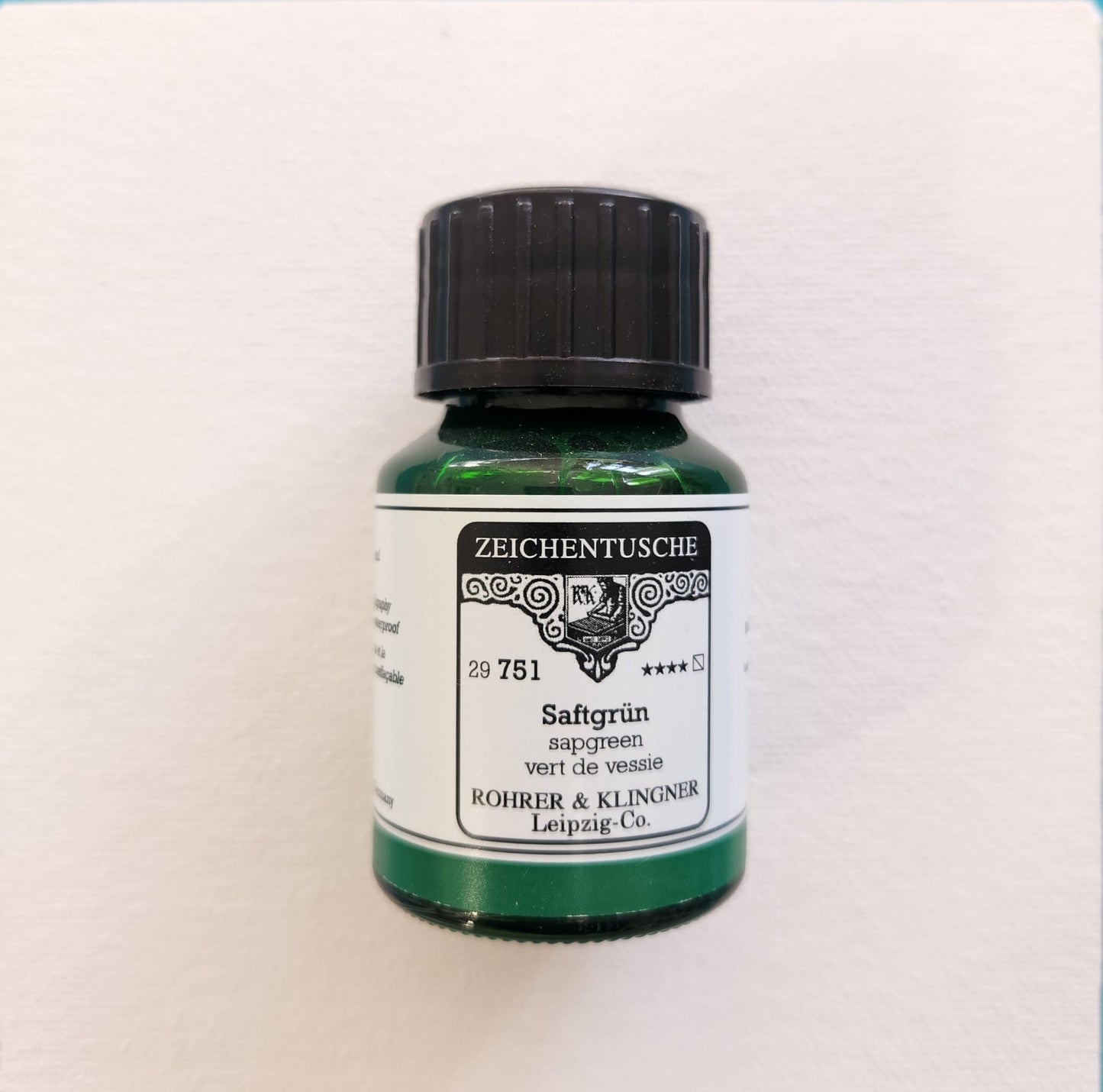 Rohrer & Klingner kalligrafia-/akryylimuste 751 Sap Green